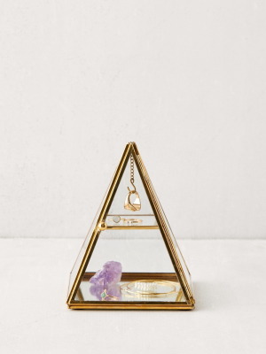 Glass Pyramid Display Trinket Box