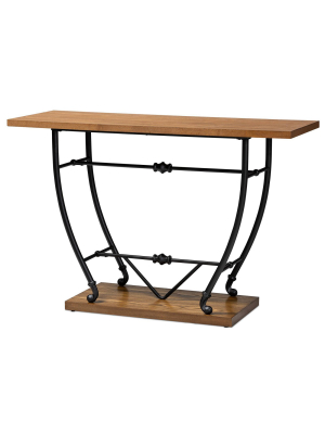 Leigh Distressed Wood And Metal Finished Entryway Console Table Brown/black - Baxton Studio