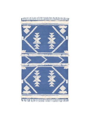 Langdon Ltd. Fringe Rug - Indigo & White