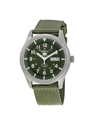 Seiko 5 Sport Automatic Khaki Green Canvas Men's Watch Snzg09