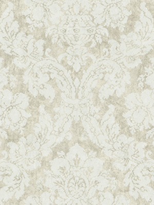 Embroidered Damask Wallpaper In Plated From The Nouveau Collection By Wallquest