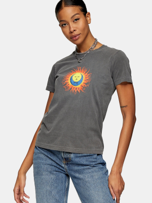 Petite Black Flaming Sun T-shirt