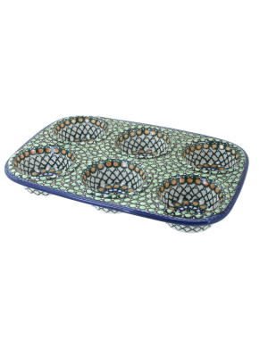 Blue Rose Polish Pottery Tranquility Muffin Pan