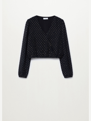 Embroidered Polka-dot Blouse