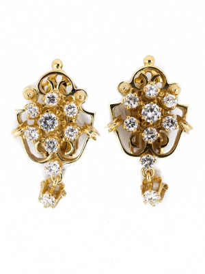 Cluster Diamond Drop Earrings