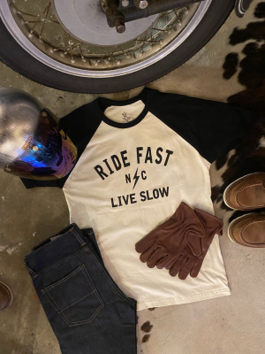 Ride Fast Tee: Black On White