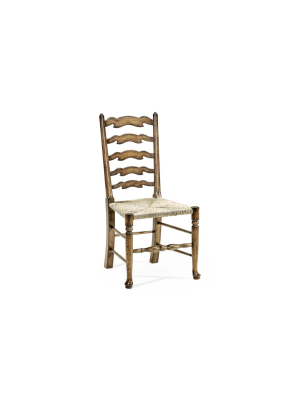 Country Ladderback Dining Side Chair With Rushed Seat