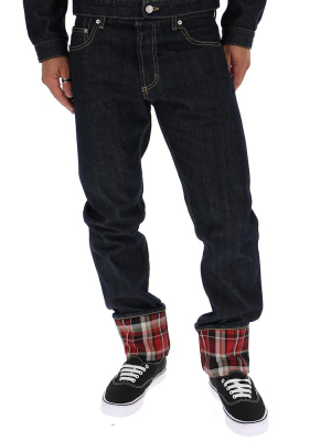 Alexander Mcqueen Checked Folds Skinny Jeans