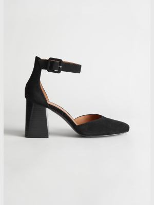 Suede Ankle Strap Heel