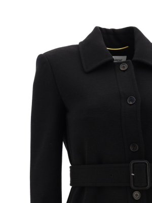 Saint Laurent Long-line Belted Coat