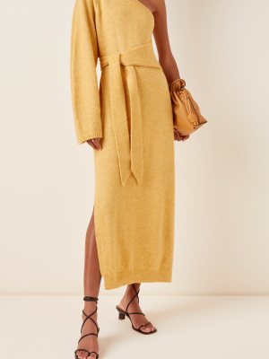 Cedro Belted One-shoulder Knitted Midi Dress