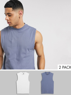 Asos Design 2 Pack Organic Sleeveless T Shirt