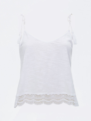 Crochet-trim Tasseled Cami