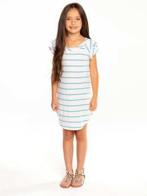 Girls Baby Rib Flutter Sleeve Shirttail Mini Dress