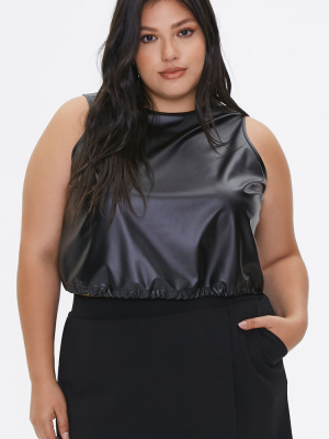 Plus Size Faux Leather Crop Top