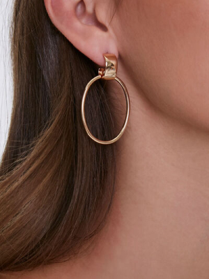 Drop-hoop Geo Earrings