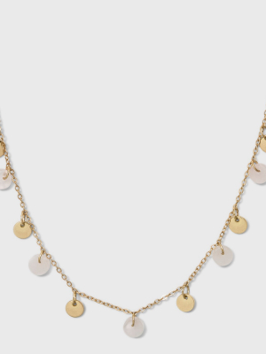 Semi Precious Short Delicate Charm Disc Necklace - Universal Thread™ Light Gold
