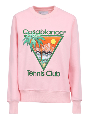 Casablanca Tennis Club Printed Crewneck Sweatshirt