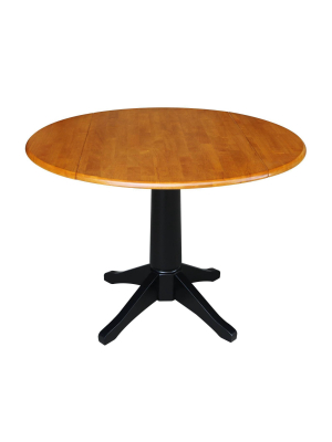 Raysen Round Dual Drop Leaf Pedestal Table Black/cherry - International Concepts