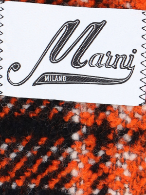 Marni Check Fringed Scarf