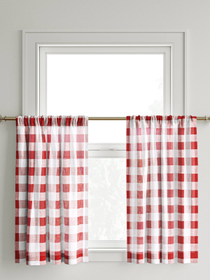 42"x36" Curtain Tier Small Check Red - Threshold™