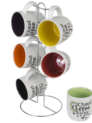 Home Basics 6 Piece Mug Set With Stand