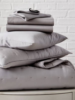 Tencel™ Crescent Stitch Quilt Starter Bedding Set - Frost Gray