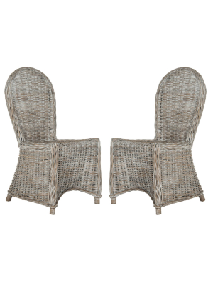 Set Of 2 Idola Wicker Dining Chair White Washed - Safavieh