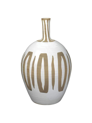 Kindred Vase In Beige And White Ceramic