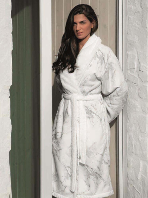 Graccioza Mabel Bath Robe - White And Gray - Available In 3 Sizes
