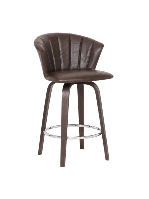 30" Connie Modern Faux Leather Barstool Brown - Armen Living