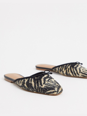 Who What Wear Cara Mule Ballet Flat Shoes In Zebra Leather