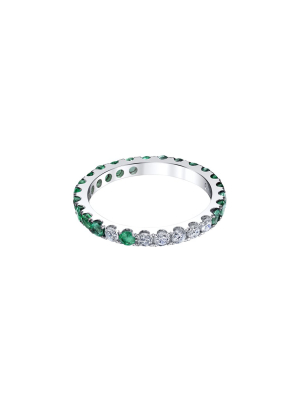 Emerald & Diamond Eternity Ring - White Gold