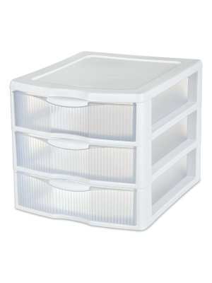 Sterilite 3 Drawer Medium Countertop Unit White With Drawers Clear