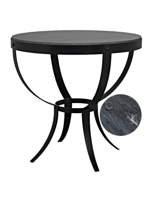 Noir Byron Marble Side Table - Matte Black Base