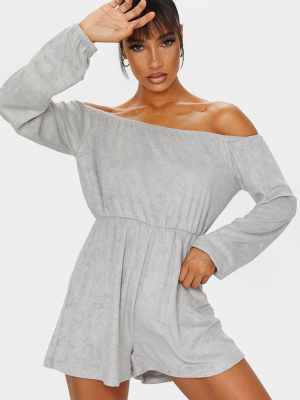 Grey Towelling Bardot Romper