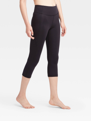 Women's Contour Power Waist Mid-rise Capri Leggings With Pocket 20" - All In Motion™ Black