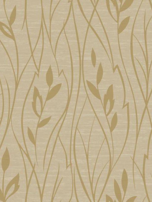 Leaf Silhouette Wallpaper In Tan And Gold By York Wallcoverings