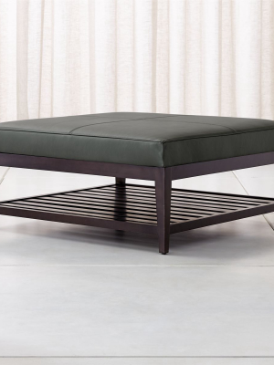 Nash Leather Square Ottoman With Slats