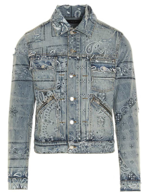 Amiri Bandana Print Trucker Denim Jacket