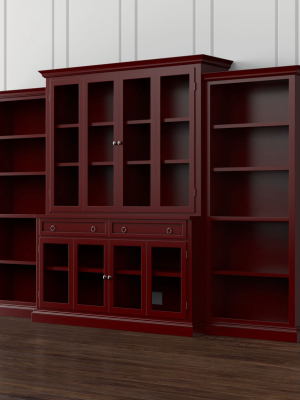 Cameo 4-piece Modular Red Glass Door Wall Unit With Open Bookcases