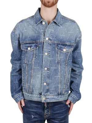 Balenciaga Allover Logo Denim Jacket