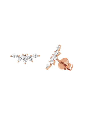 Marquise Diamond Fan Earrings - Rose Gold