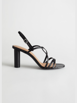 Cylinder Heel Strappy Leather Sandals