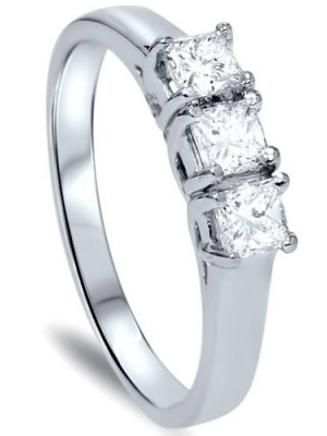 Pompeii3 5/8ct Three Stone Diamond Ring 14k White Gold