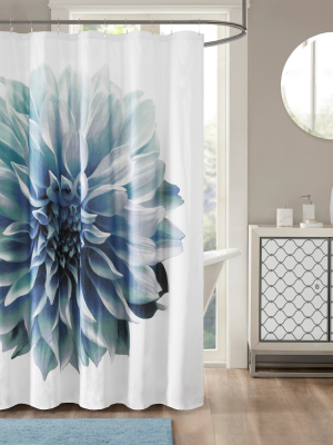 Shower Curtain Floral Aqua