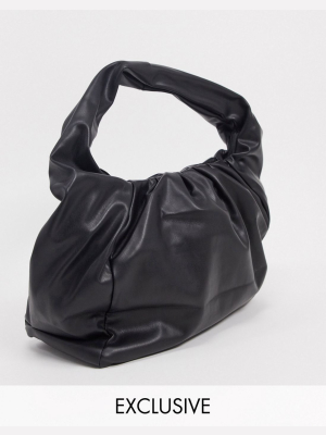 Glamorous Exclusive Slouchy Ruched Tote Bag In Black