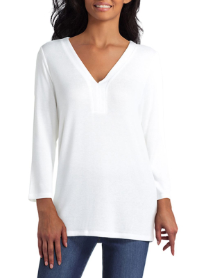 Isaac Mizrahi 3 Quarter Sleeve Henley Pullover