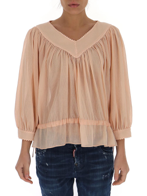 See By Chloé V-neck Ruched Blouse