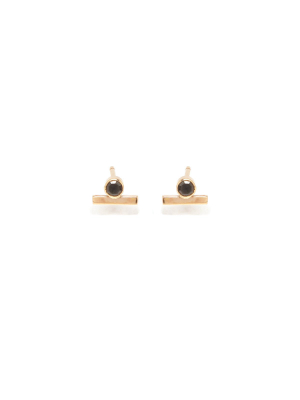 14k Black Diamond & Bar Studs